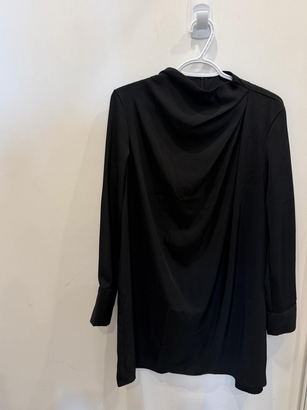 H&M Black Draped Long-Sleeve Dress